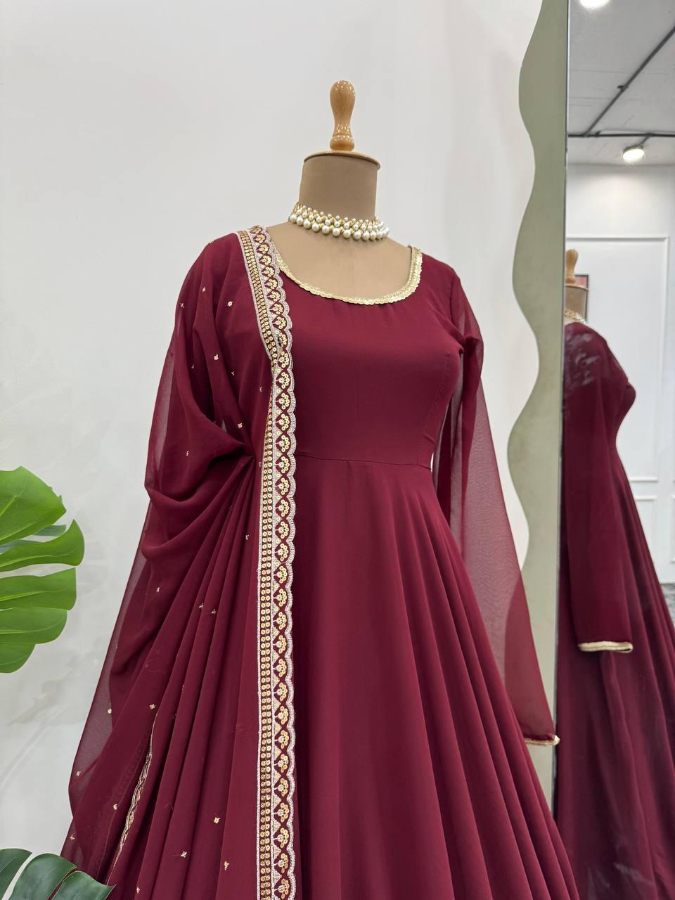 Elegant Maroon Anarkali Suit