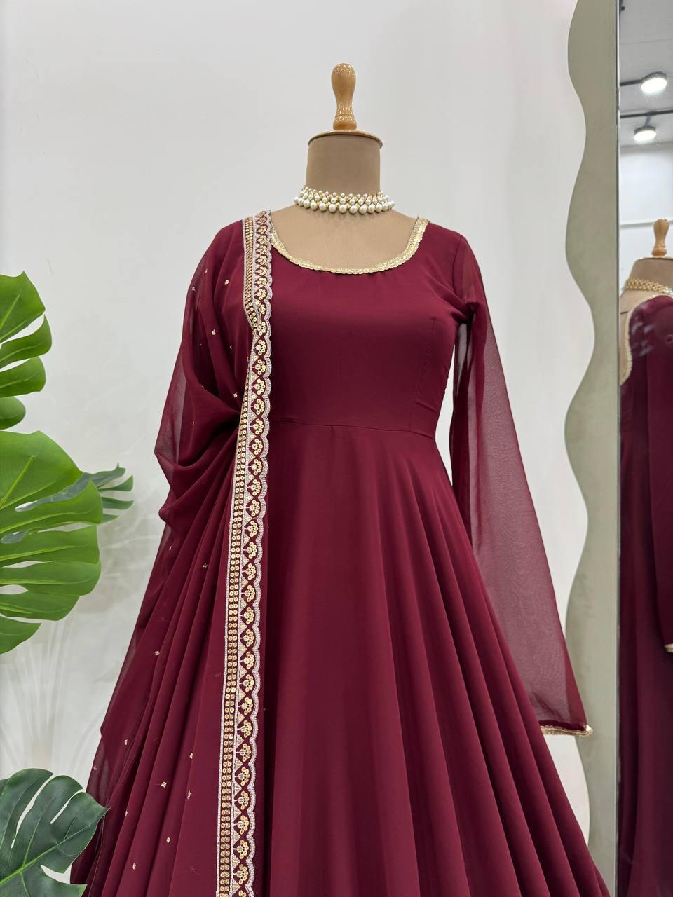 Elegant Maroon Anarkali Suit
