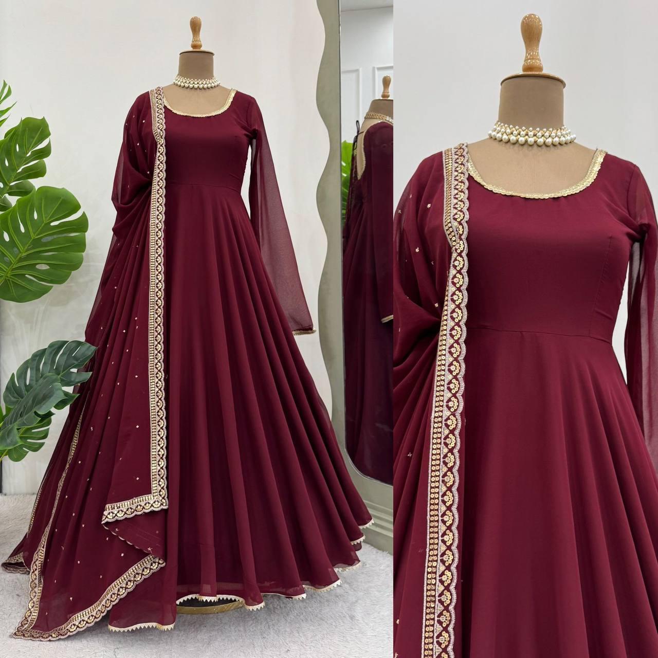 Elegant Maroon Anarkali Suit
