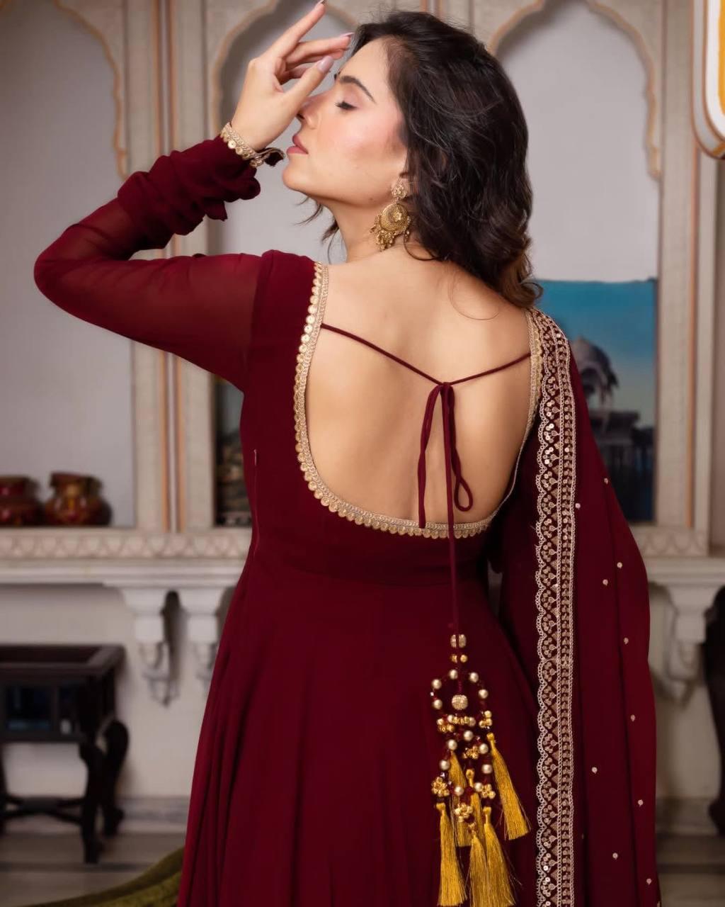 Elegant Maroon Anarkali Suit
