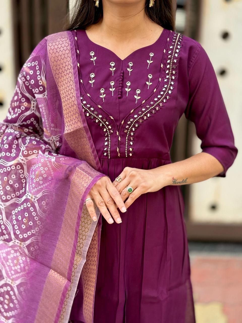 Elegant Handwork Roman Silk Kurti Set