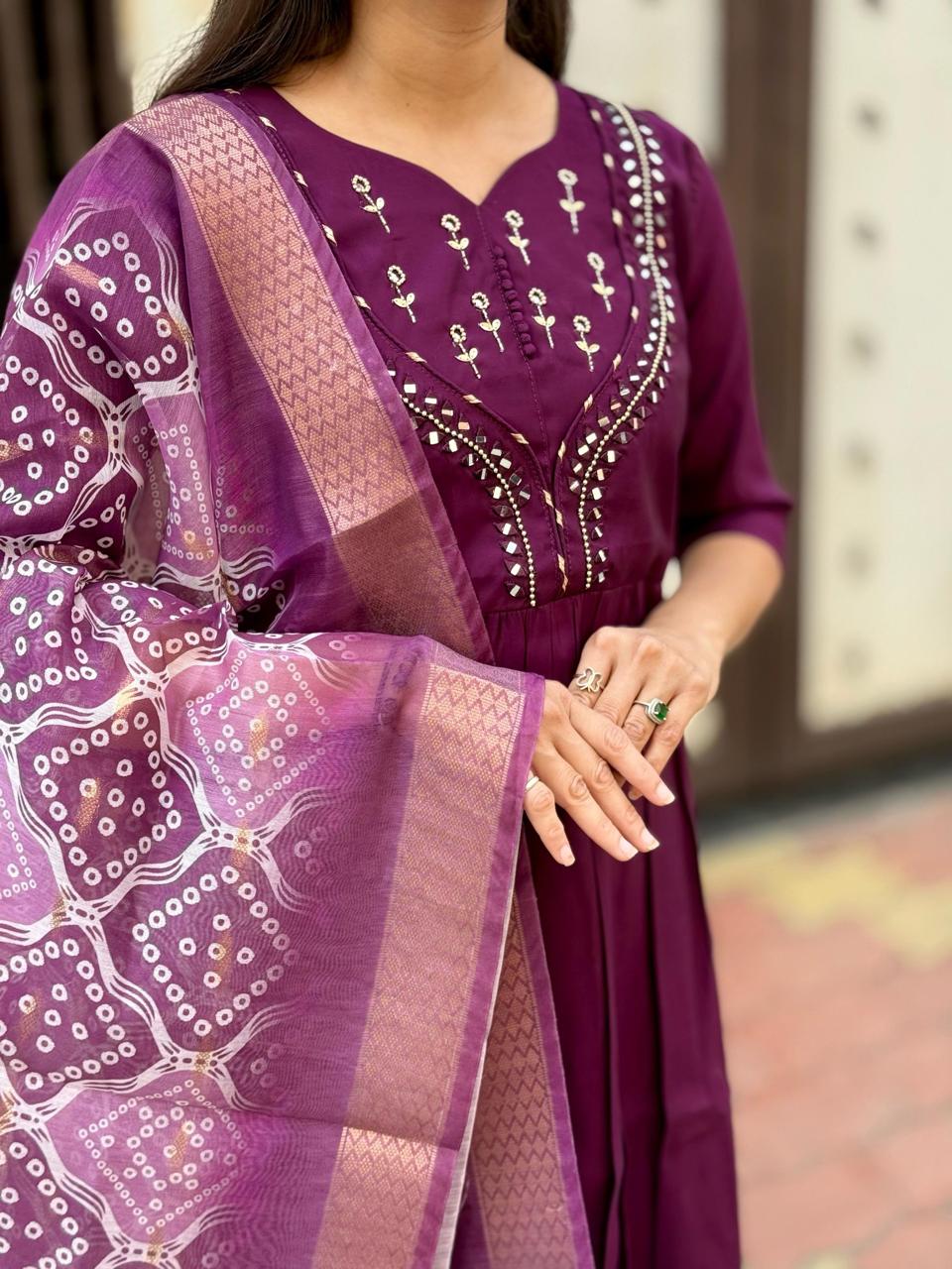 Elegant Handwork Roman Silk Kurti Set