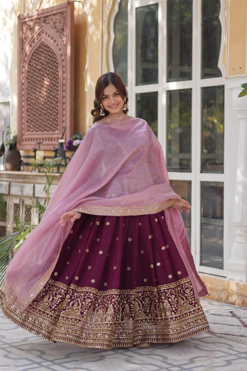 Premium Embroidered Georgette Gown with Gold Crush Dupatta