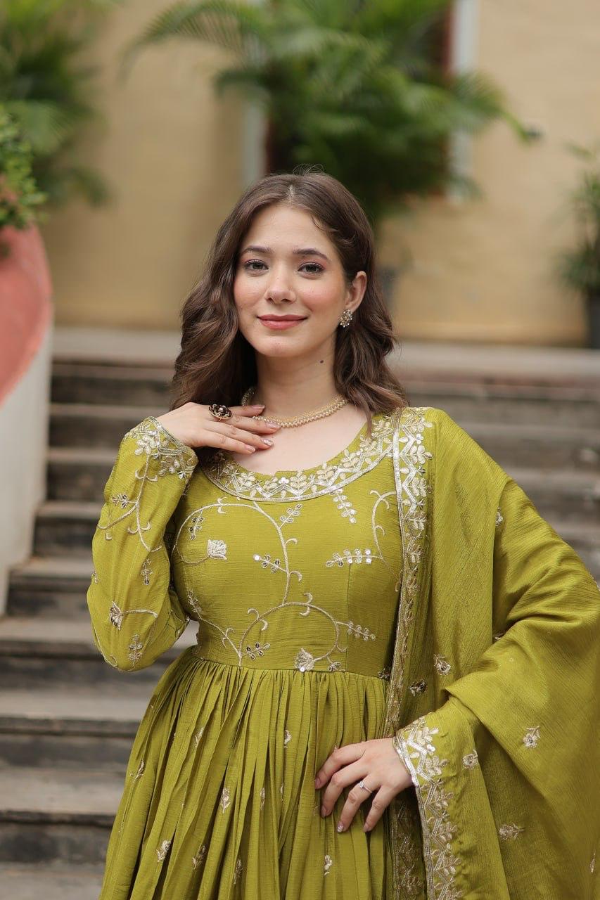 Designer Chinon Kurti, Sharara & Dupatta Set