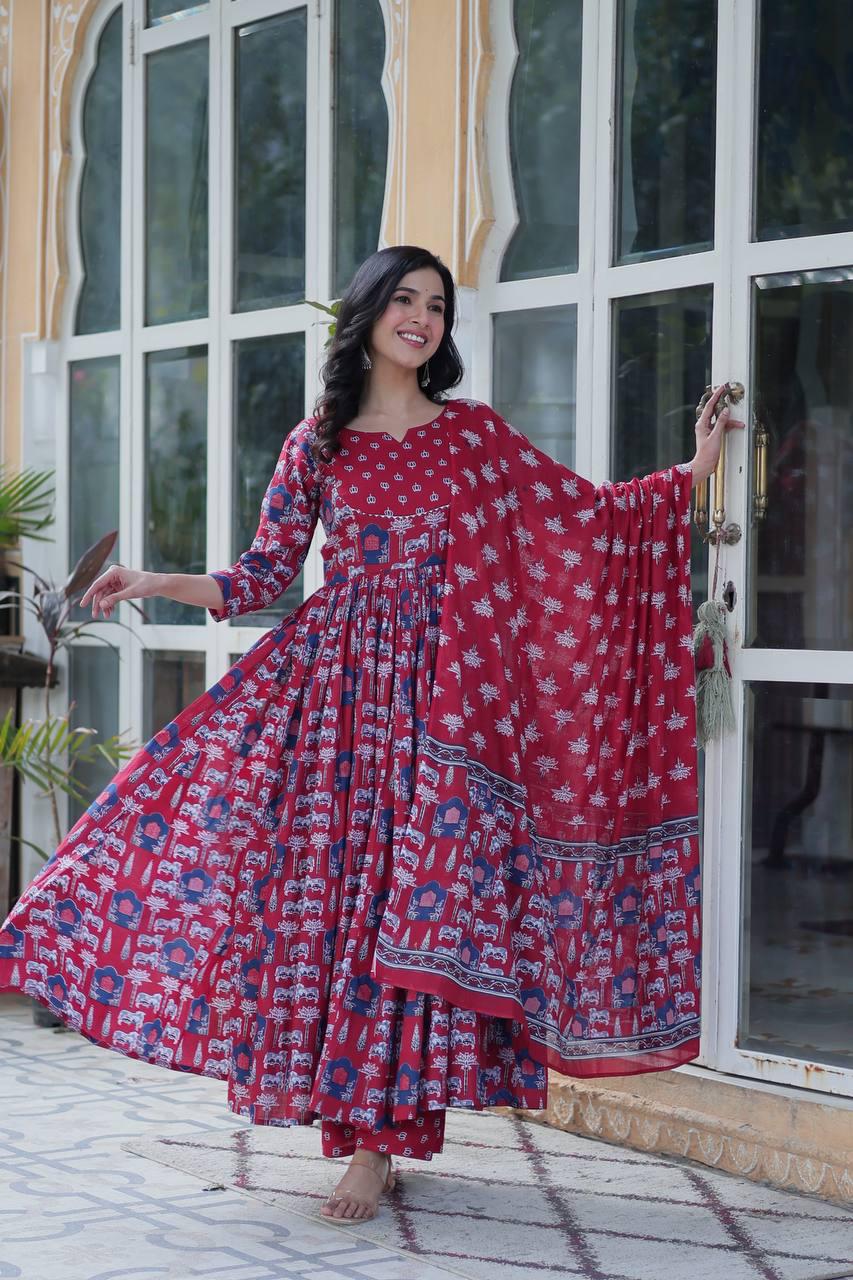 Premium Cotton Kurti with Pant & Dupatta Set