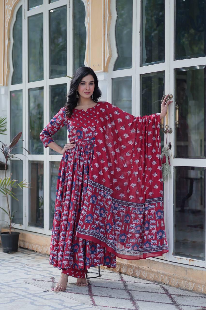 Premium Cotton Kurti with Pant & Dupatta Set