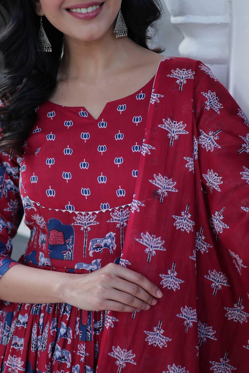 Premium Cotton Kurti with Pant & Dupatta Set