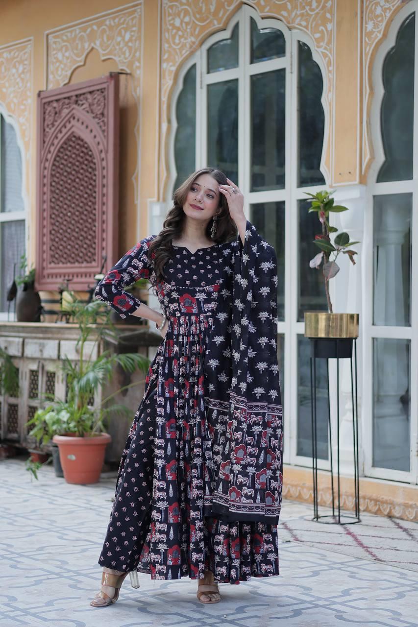 Premium Cotton Kurti with Pant & Dupatta Set