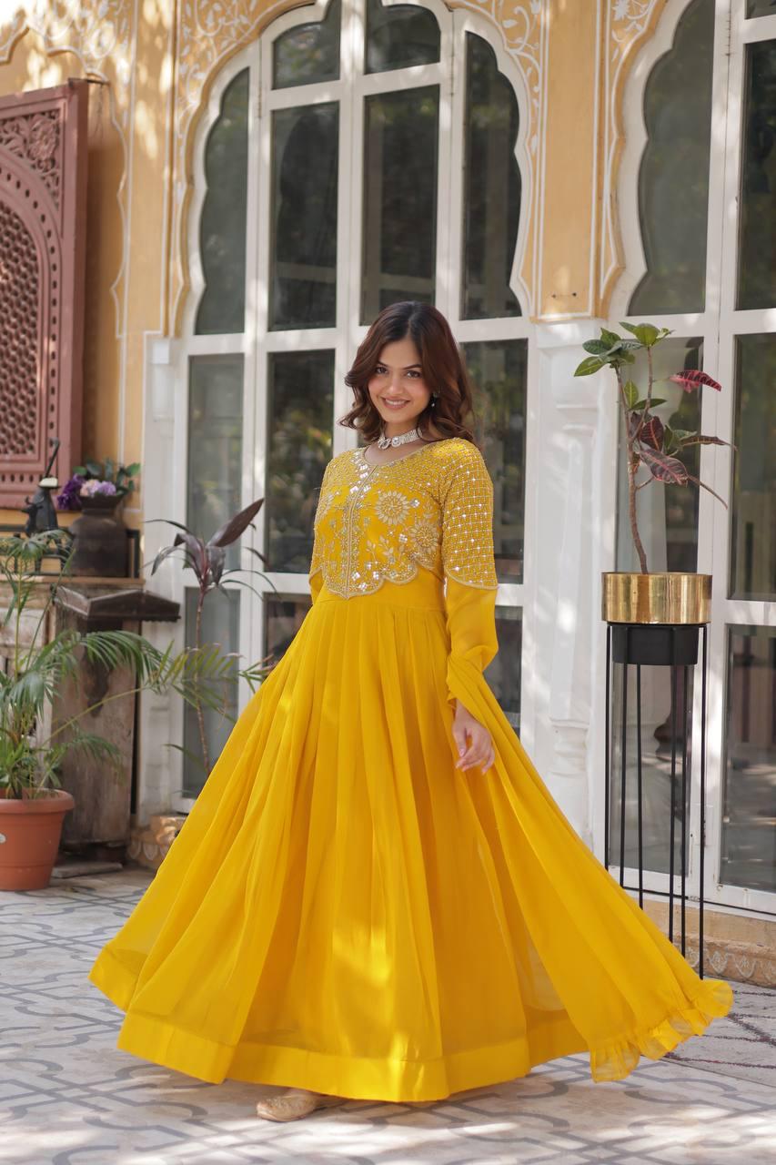 Premium Faux Blooming Georgette Gown with Dupatta