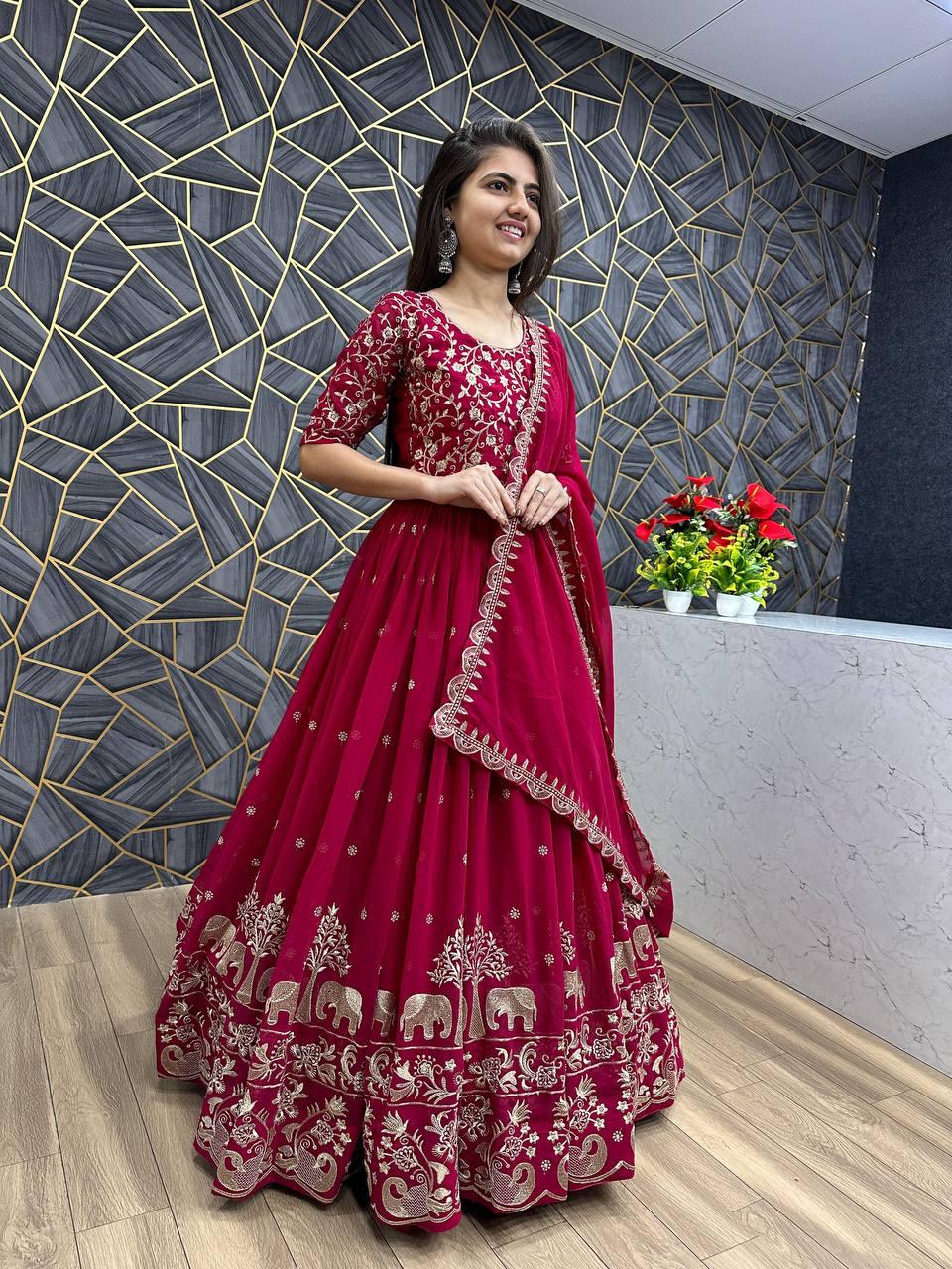 Luxury Embroidered Gown Set with Dupatta