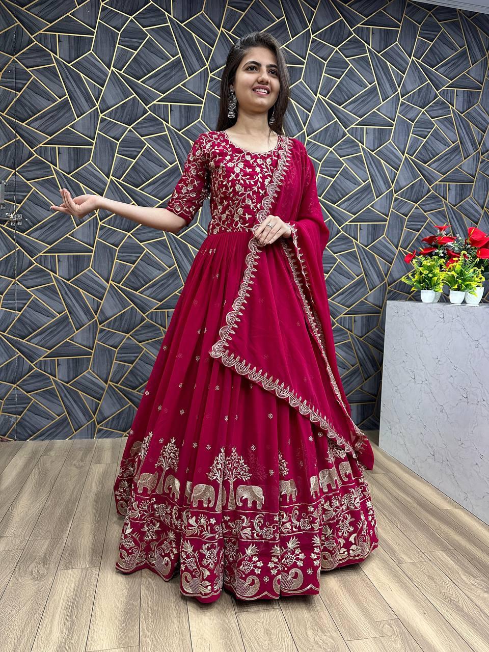 Luxury Embroidered Gown Set with Dupatta