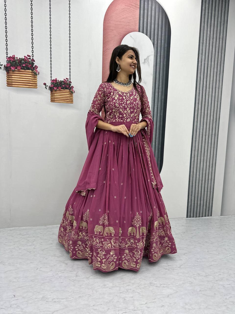 Luxury Embroidered Gown Set with Dupatta