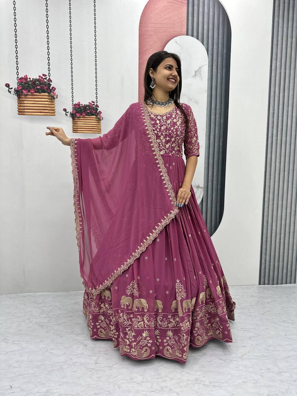 Luxury Embroidered Gown Set with Dupatta