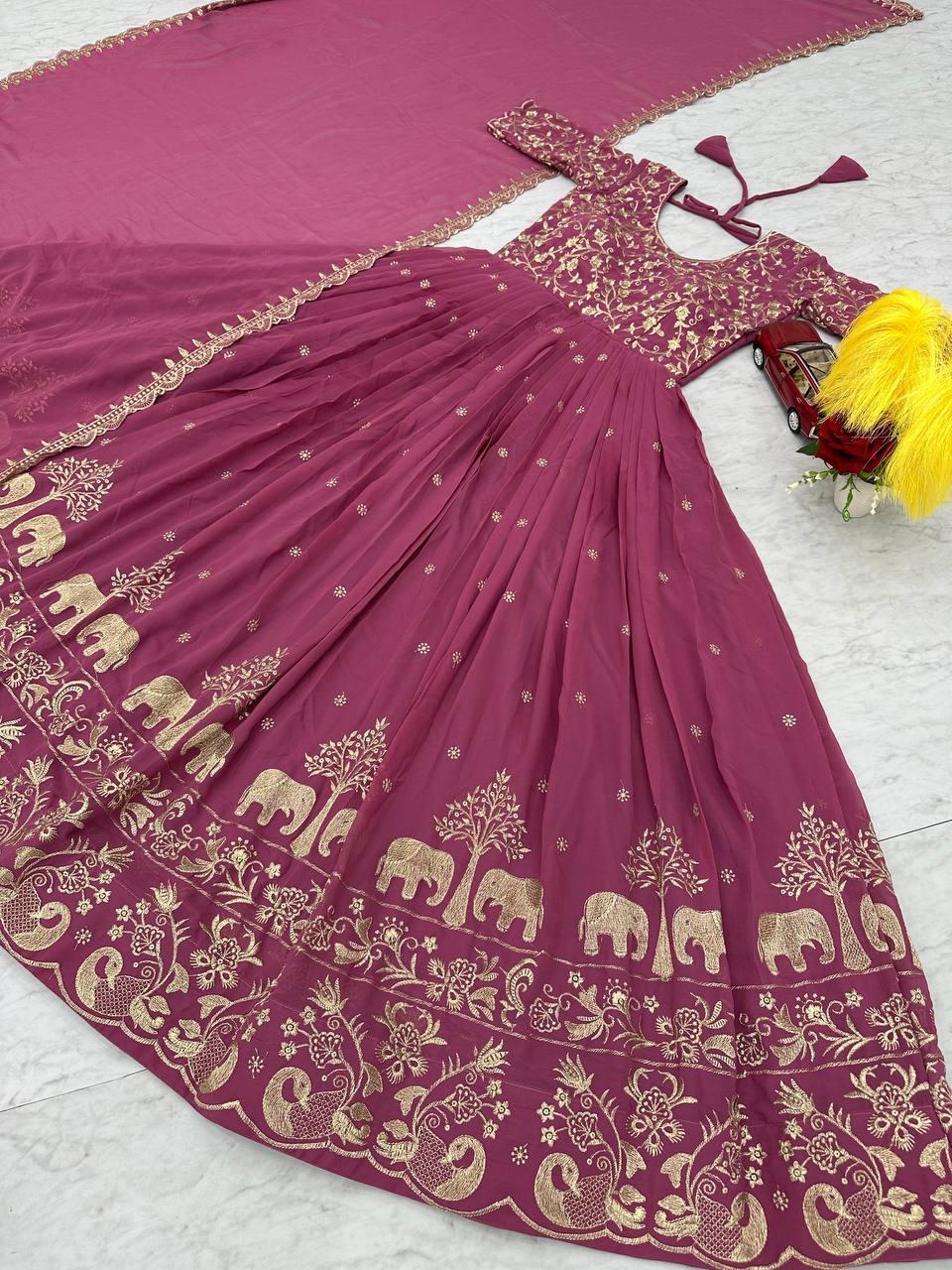 Luxury Embroidered Gown Set with Dupatta