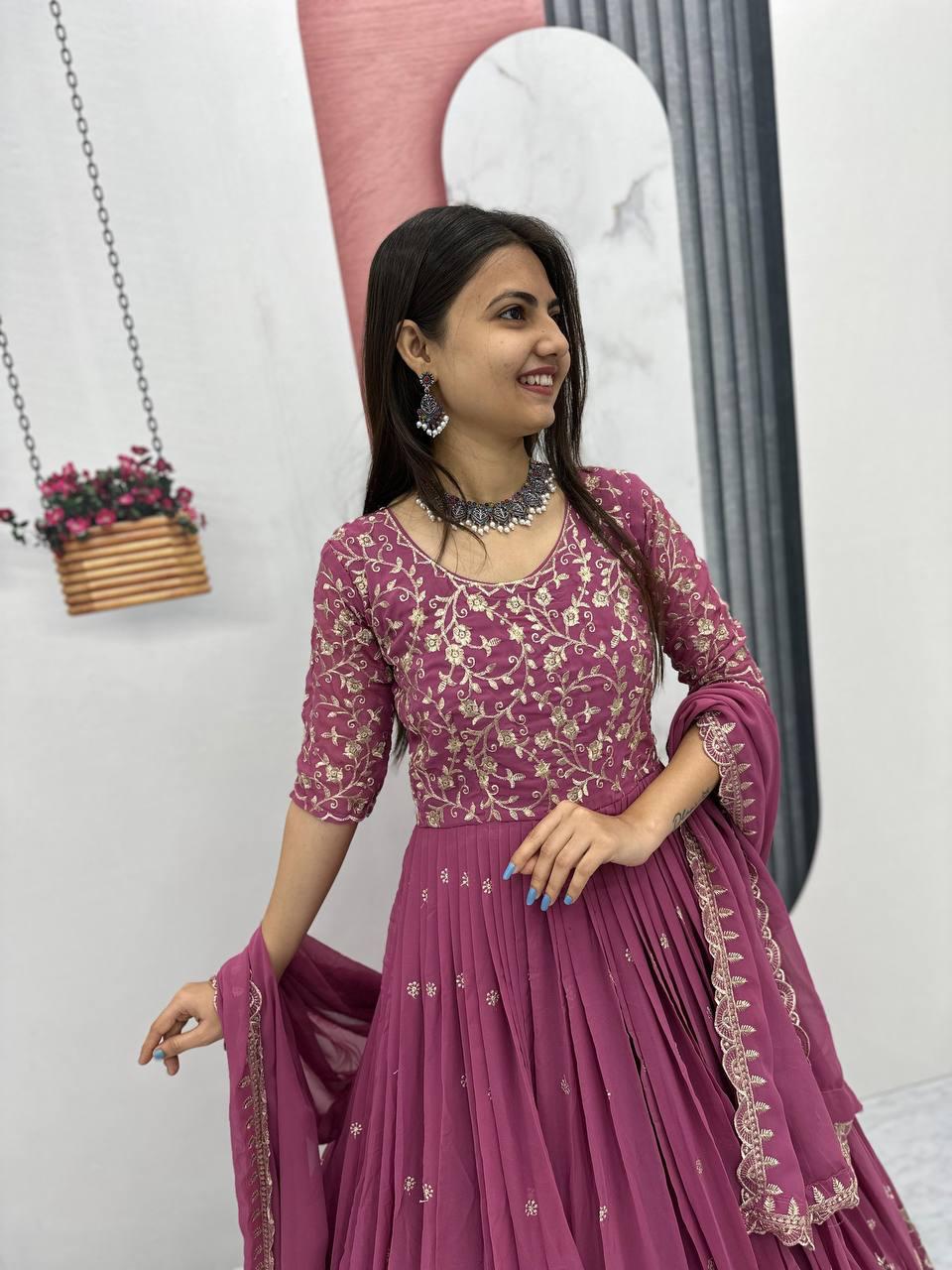 Luxury Embroidered Gown Set with Dupatta
