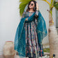 Elegant Teal Chinnon Gown Set