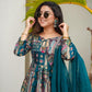 Elegant Teal Chinnon Gown Set