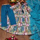 Elegant Teal Chinnon Gown Set