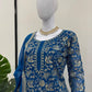 Elegant Navy Blue Faux Georgette Sharara Suit