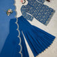 Elegant Navy Blue Faux Georgette Sharara Suit
