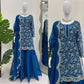 Elegant Navy Blue Faux Georgette Sharara Suit