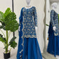 Elegant Navy Blue Faux Georgette Sharara Suit
