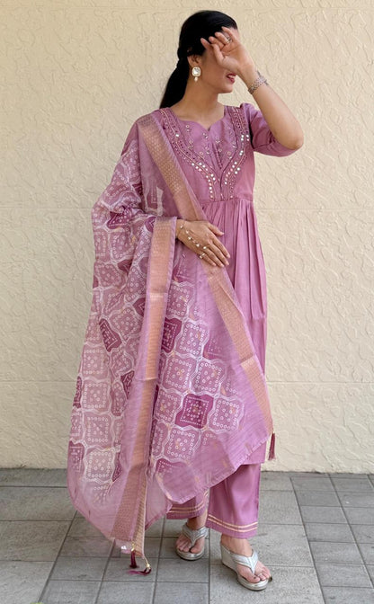 Elegant Handwork Roman Silk Kurti Set