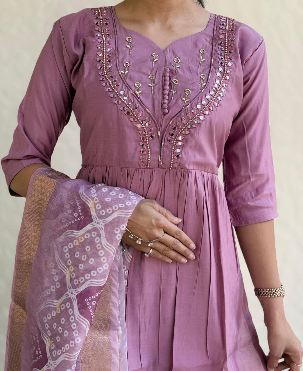Elegant Handwork Roman Silk Kurti Set