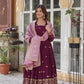 Premium Embroidered Georgette Gown with Gold Crush Dupatta