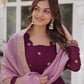 Premium Embroidered Georgette Gown with Gold Crush Dupatta