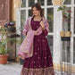Premium Embroidered Georgette Gown with Gold Crush Dupatta