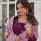 Premium Embroidered Georgette Gown with Gold Crush Dupatta
