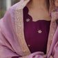 Premium Embroidered Georgette Gown with Gold Crush Dupatta