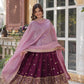 Premium Embroidered Georgette Gown with Gold Crush Dupatta