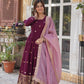 Premium Embroidered Georgette Gown with Gold Crush Dupatta