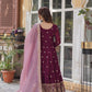 Premium Embroidered Georgette Gown with Gold Crush Dupatta