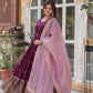 Premium Embroidered Georgette Gown with Gold Crush Dupatta