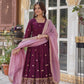 Premium Embroidered Georgette Gown with Gold Crush Dupatta