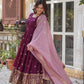 Premium Embroidered Georgette Gown with Gold Crush Dupatta