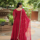 Luxurious Blooming Embroidered Gown with Dupatta
