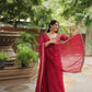 Luxurious Blooming Embroidered Gown with Dupatta