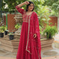 Luxurious Blooming Embroidered Gown with Dupatta