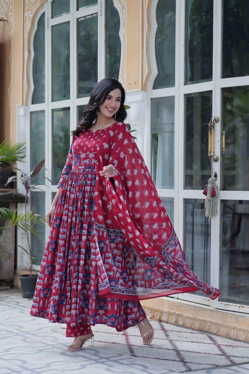 Premium Cotton Kurti with Pant & Dupatta Set