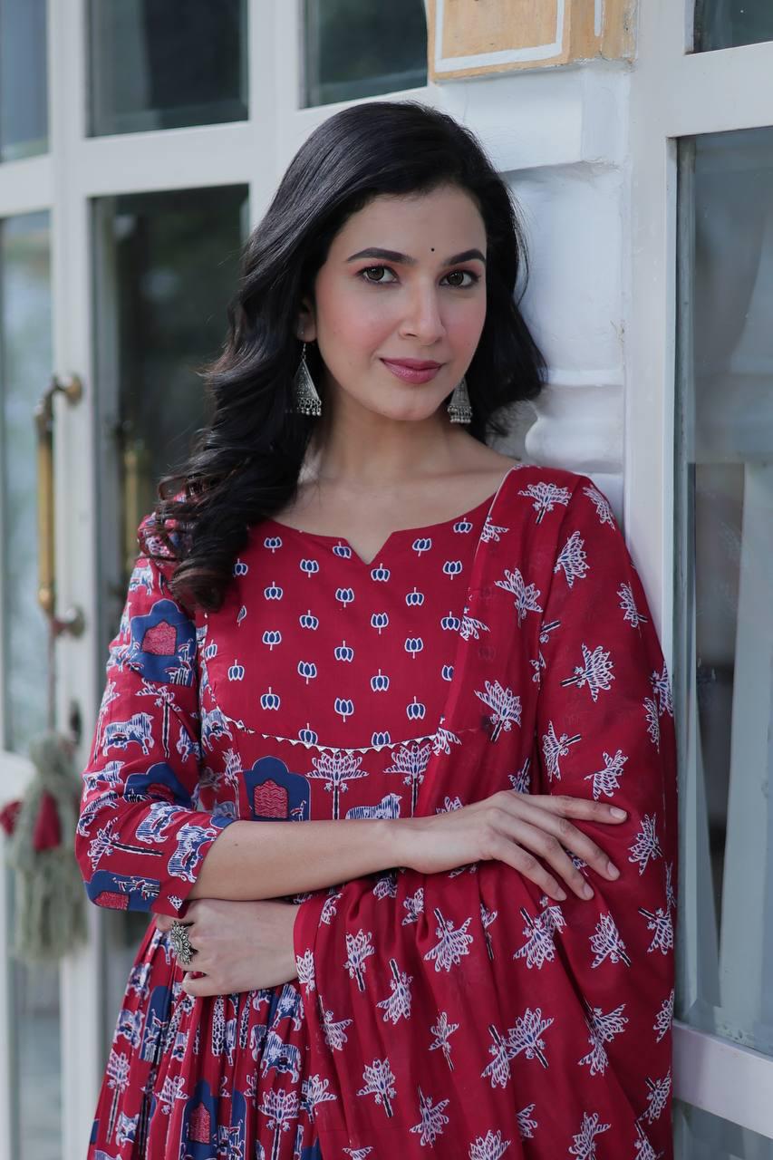 Premium Cotton Kurti with Pant & Dupatta Set