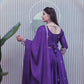 Royal Purple Chinon Embroidered Lehenga Set