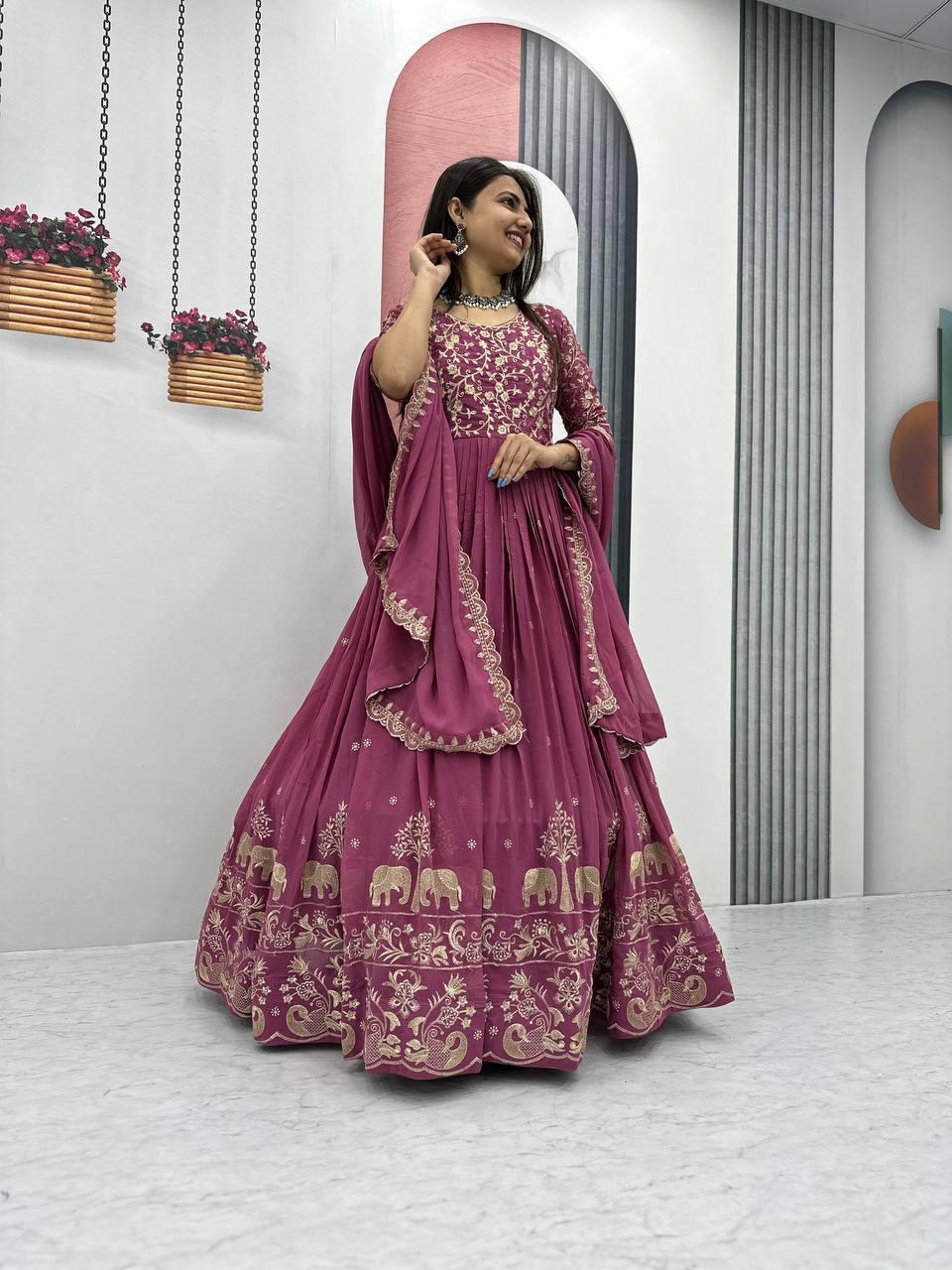 Luxury Embroidered Gown Set with Dupatta