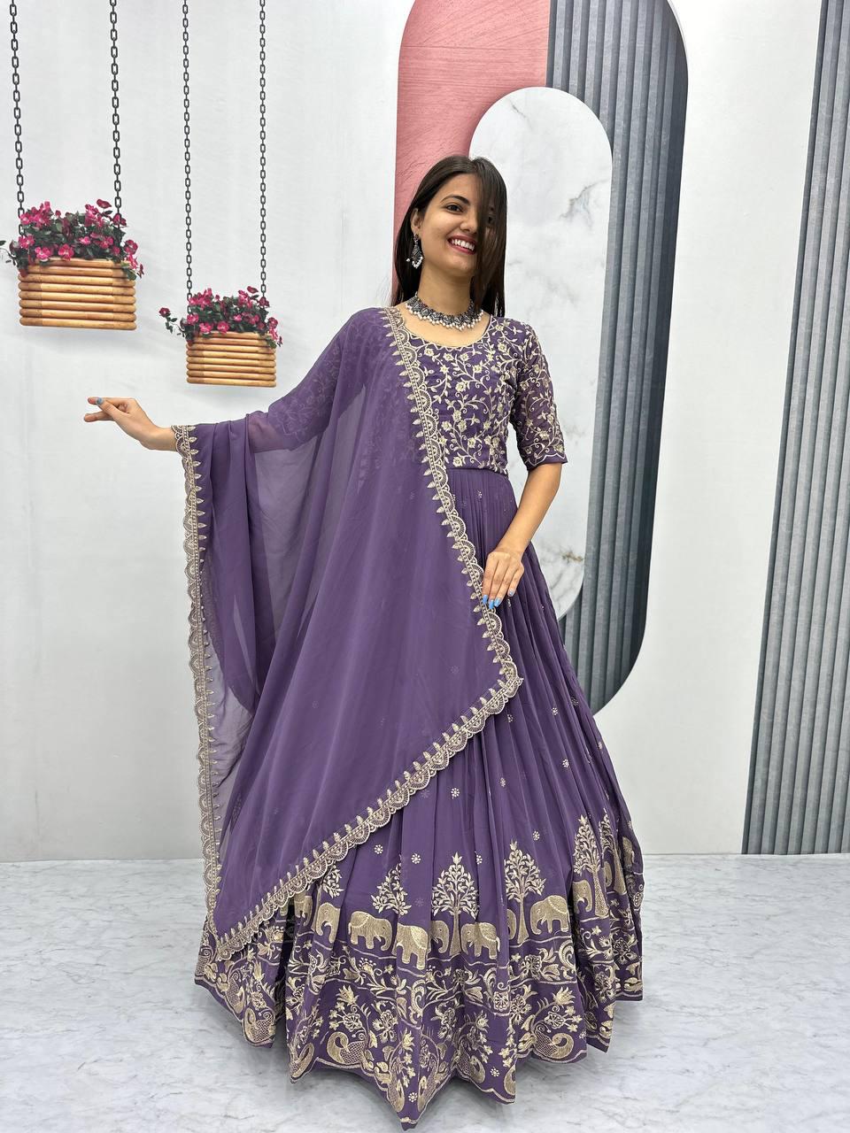 Luxury Embroidered Gown Set with Dupatta