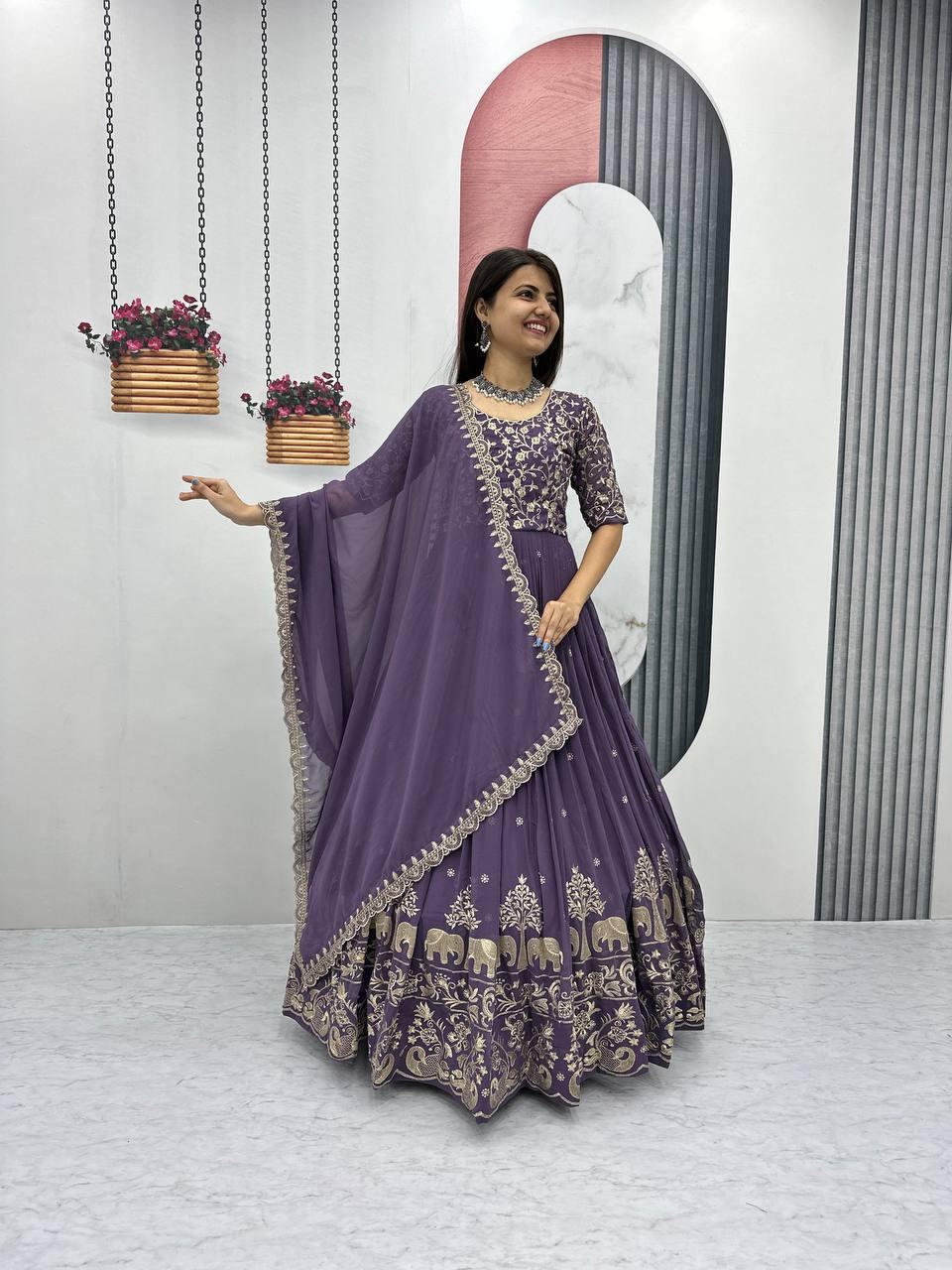 Luxury Embroidered Gown Set with Dupatta