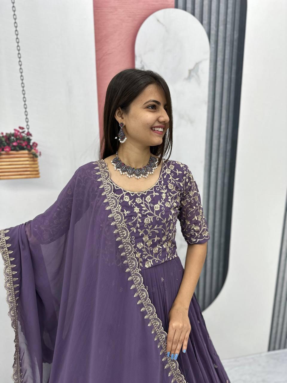 Luxury Embroidered Gown Set with Dupatta