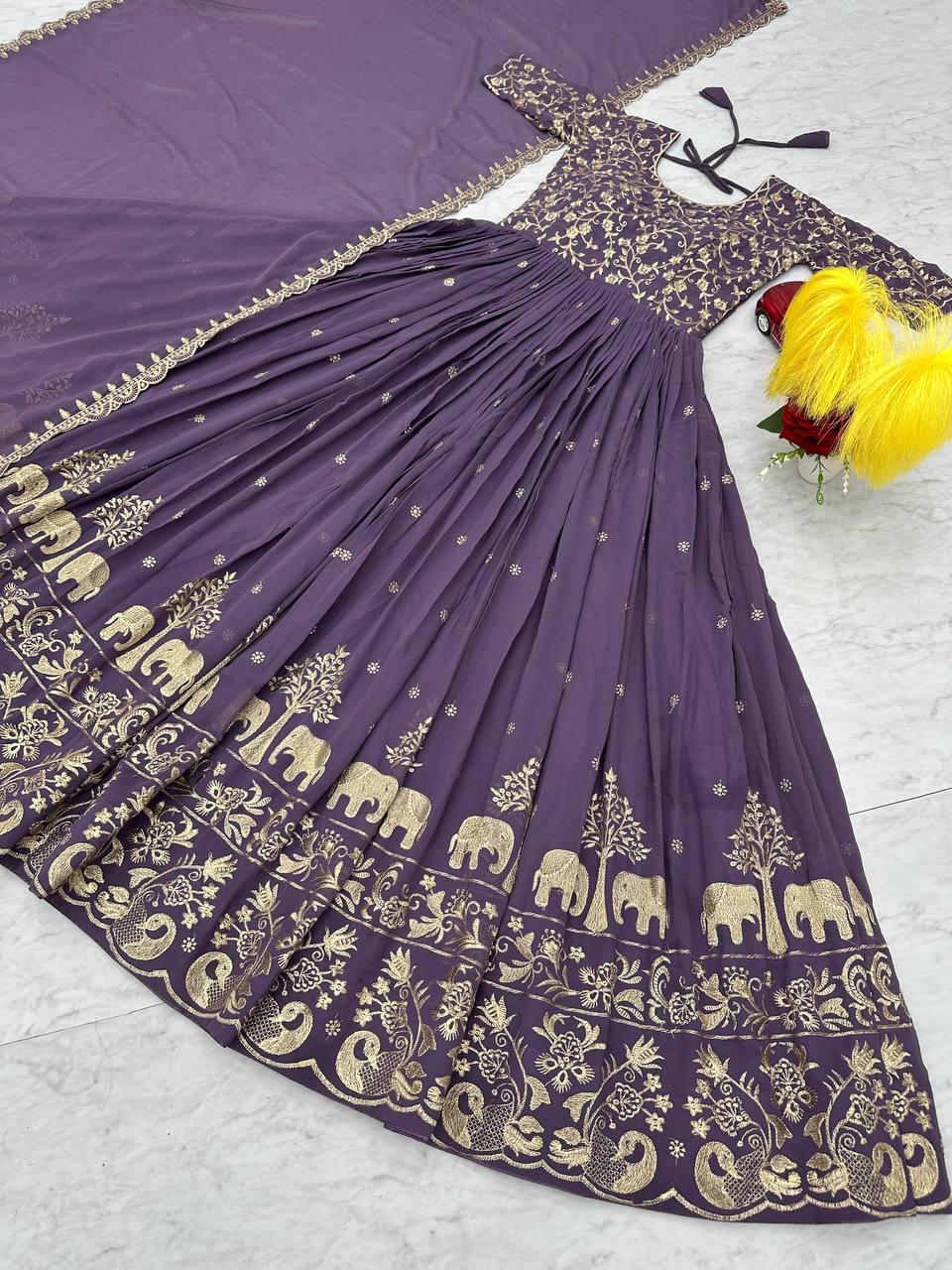 Luxury Embroidered Gown Set with Dupatta
